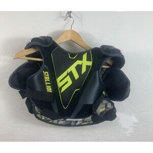 STX Stallion 100 Lacrosse Shoulder Pads Size Large Black Neon Yellow Protective